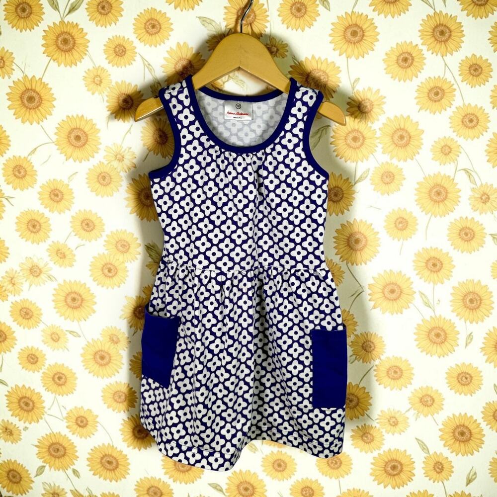 Hanna Andersson Girl's 110 (US 5) Purple & White Mod Floral Sleeveless Dress